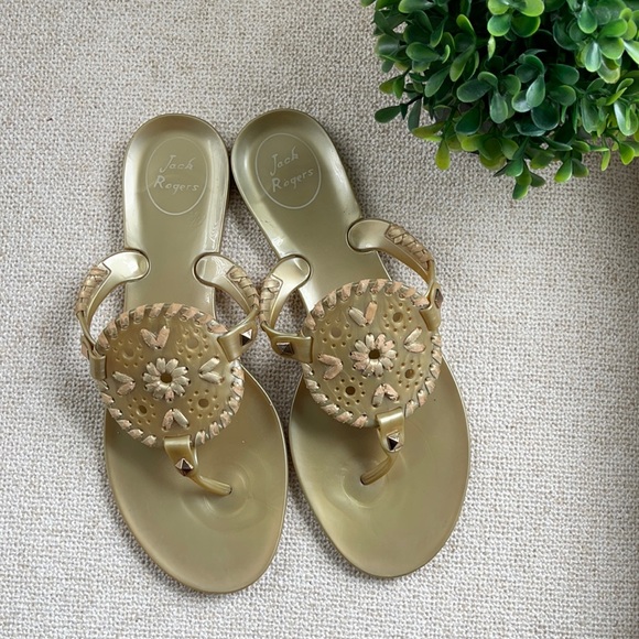Jack Rogers Other - Jack Rogers Jelly Gold Flip Flops women’s Size 4